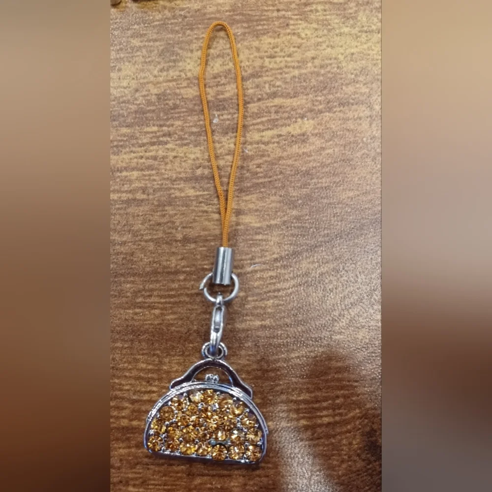 Yellow purse crystal phone charm